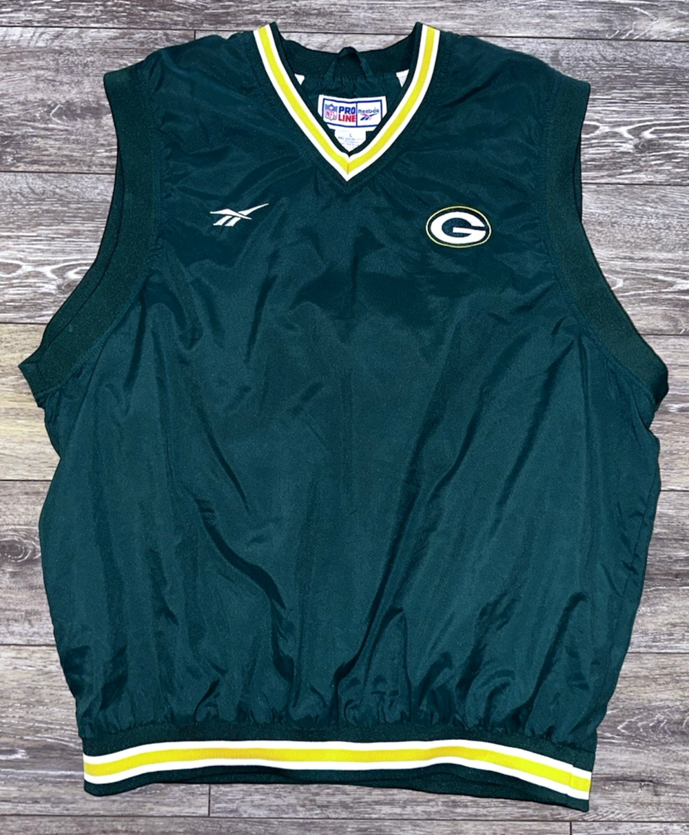 Vintage 90s Green Bay Packers NFL Pro Line Reebok On Field Vest Men's Size LARGE